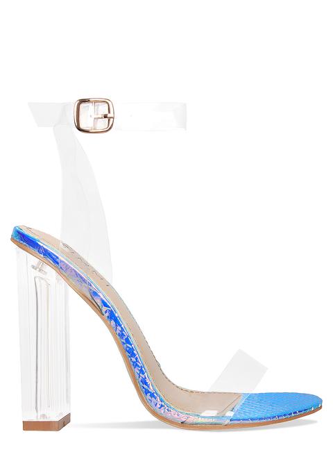 Vera Rainbow Snake Clear Block Heels