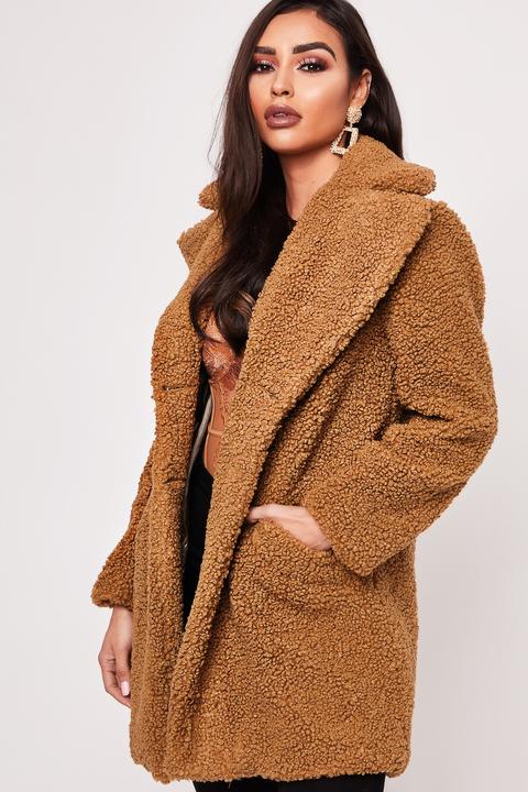 Mariah Camel Longline Teddy Coat