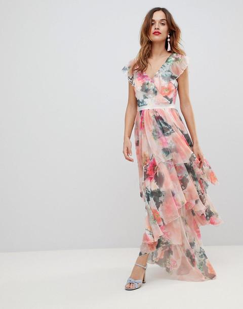 Y.a.s - Vestito Lungo Con Stampa A Fiori - Multicolore
