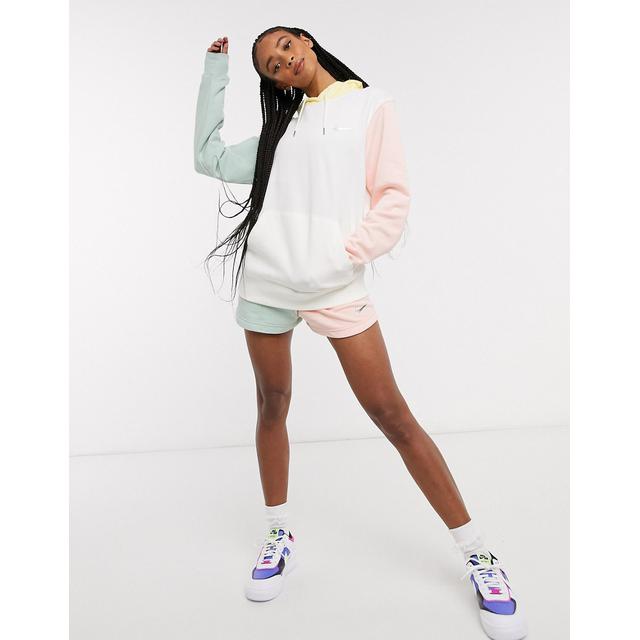 nike metallic swoosh oversized pastel colour block hoodie