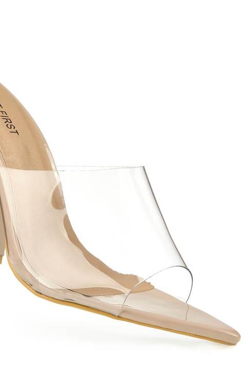 perspex block heel mules