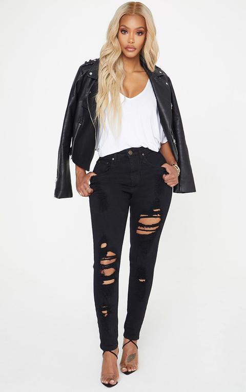 Shape Black Extreme Rip Skinny Jeans