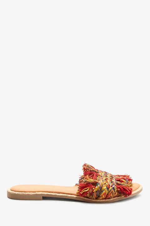 Womens Next Multi Forever Comfort Raffia Tassel Mules