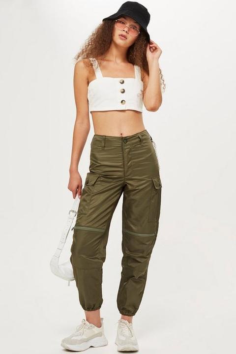 Womens Oversized Combat Trousers - Khaki, Khaki