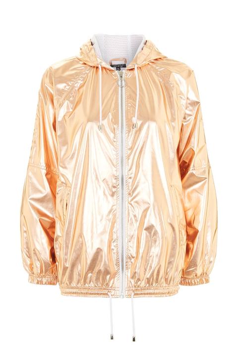 Metallic Hooded Windbreaker Jacket