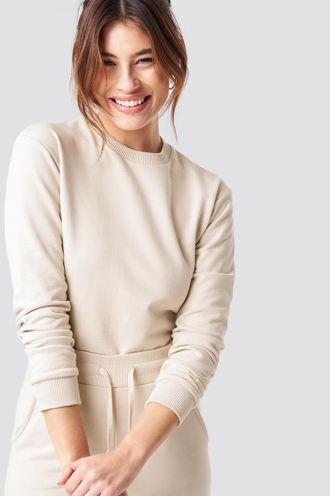 Round Neck Soft Sweatshirt Beige