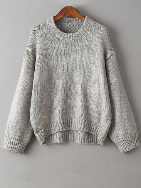 Dropped Shoulder Sleeve Round Collar Thicken Sweater