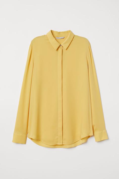 H & M - Camicetta A Maniche Lunghe - Giallo