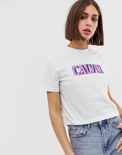 calvin klein retro logo cropped sweatshirt