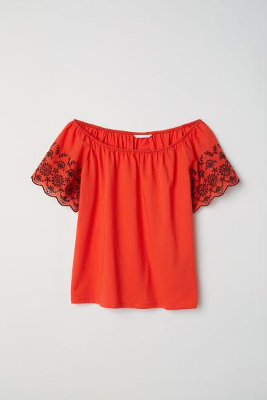 H & M - Top Con Ricami - Arancione