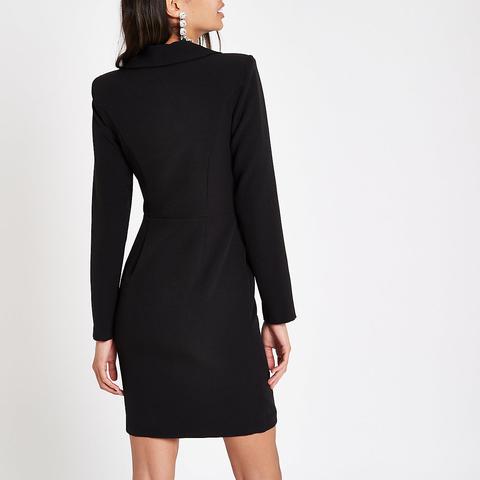 Black Diamante Embellished Bodycon Tux Dress from River Island on 21 ...
