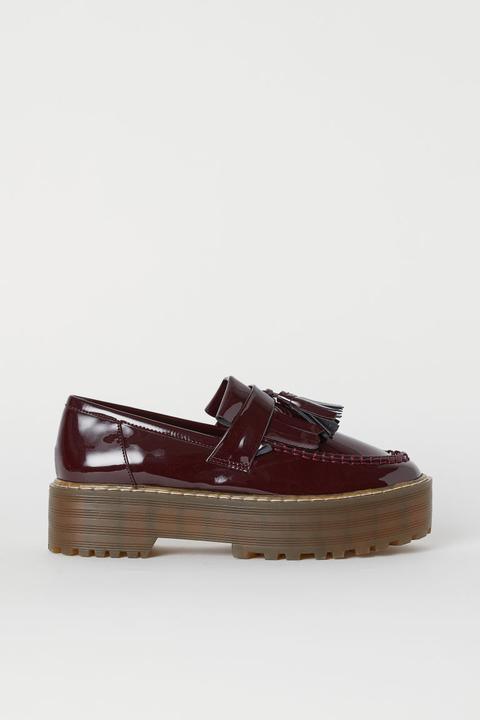Mocasines De Plataforma - Rojo