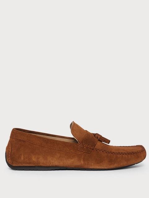 Tan Suede Tassel Driving Loafers