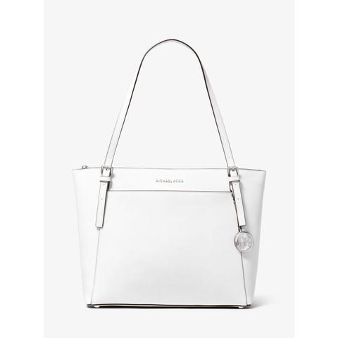 Mk Voyager Large Saffiano Leather Top-zip Tote Bag - Optic White - Michael Kors