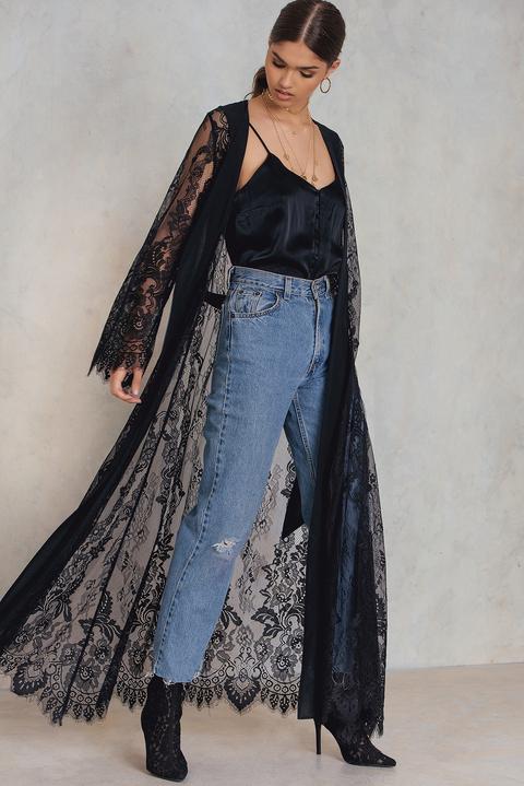 Lace Maxi Caftan Black