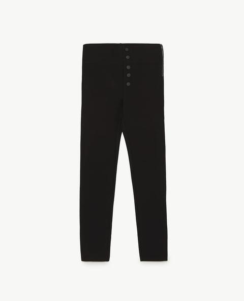 High-rise Leggings With Snap Buttons