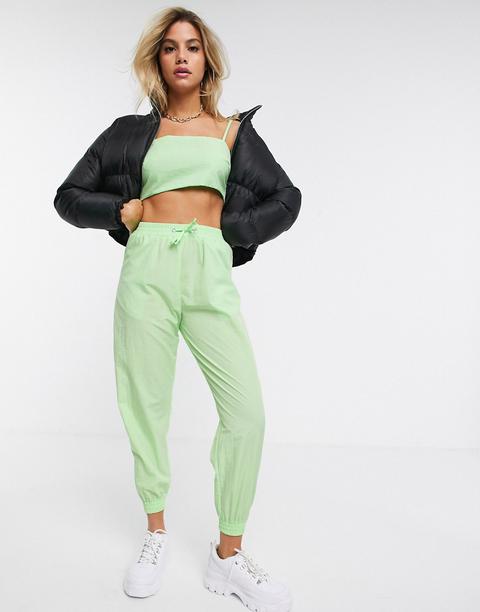 Asos Design Shell Jogger In Lime-green