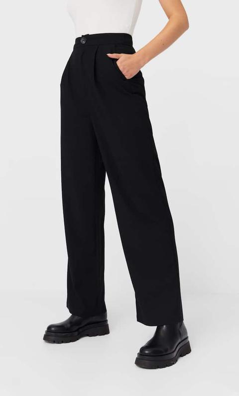 Stradivarius Pantalon Droit Femme Noir 38