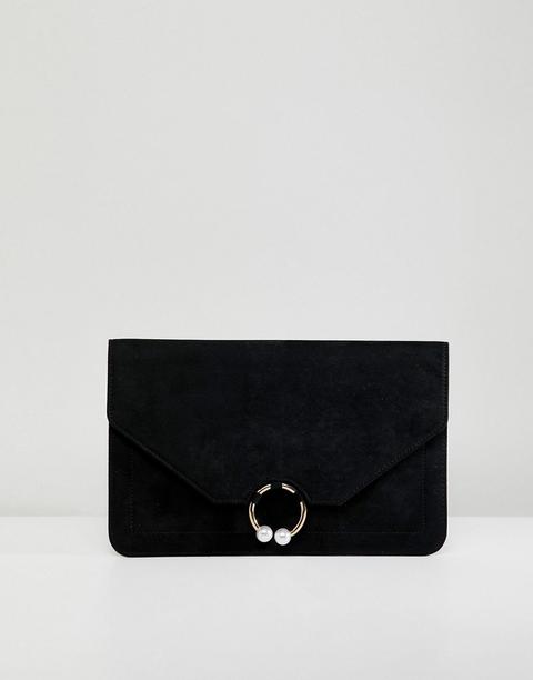 Asos Design - Pochette Con Anello E Perle - Nero