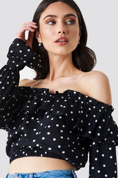 Linn Ahlborg X Na-kd Off Shoulder Flounce Blouse - Black