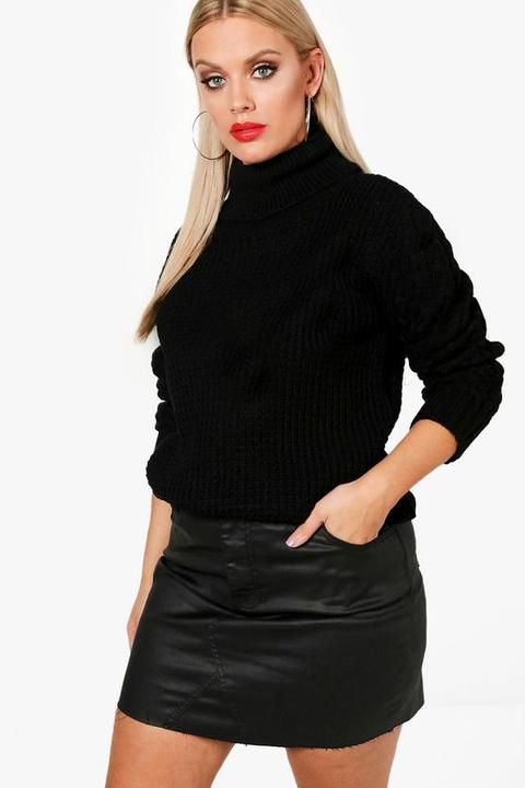 Plus Cinta Cable Sleeve Turtle Neck Jumper