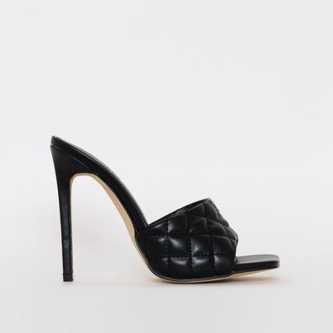 Marian Black Quilted Mule Heels