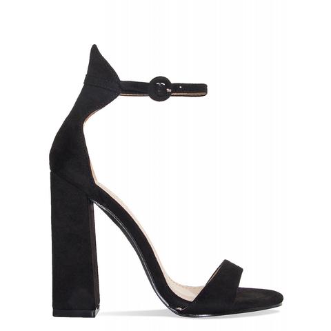 black barely there block heels
