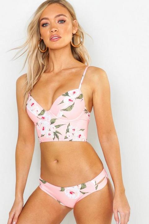 Floral Longline Strap Back Underwired Bikini