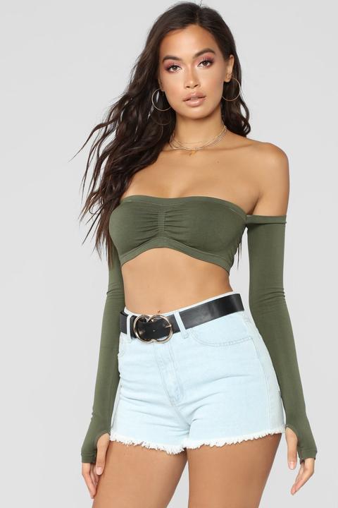 Bad At Love Crop Top - Olive