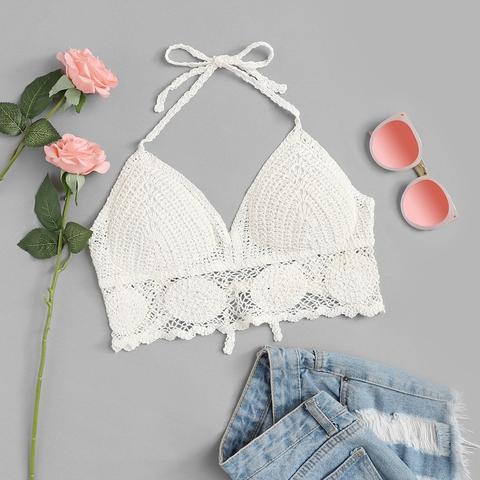 Top Halter De Croché Con Diseño De Nudo