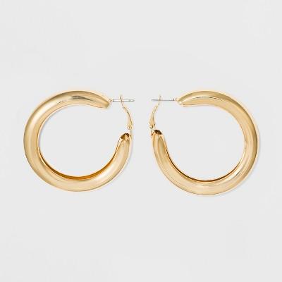 Open Hoop Smooth Surface Earrings - Wild Fable Gold