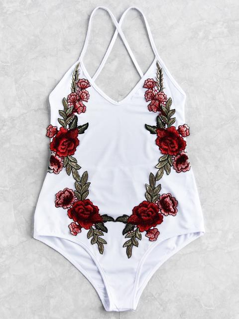 Flower Patch Cross Strap Swimsuit