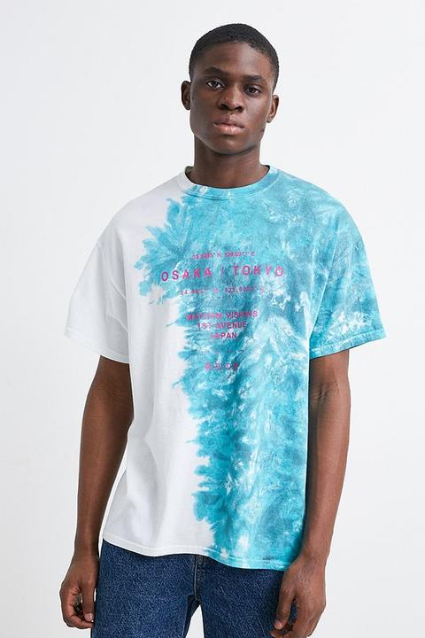 Uo Splice Tie-dye T-shirt - Blue M At Urban Outfitters