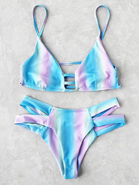 Ombre Ladder Cutout Bikini Set