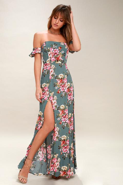Primrose Path Sage Green Floral Print Maxi Dress