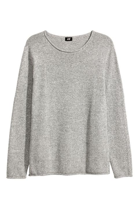 H & M - Jersey De Algodón Punto Fino - Gris