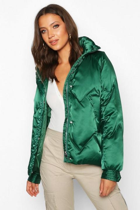 Chaqueta Acolchada De Satén Tall, Esmeralda