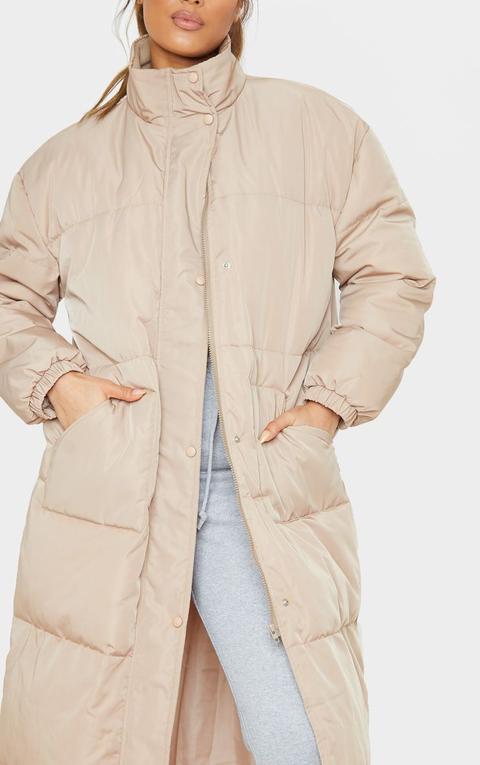 longline beige puffer coat