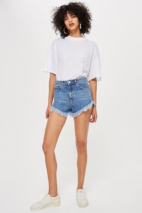 Womens Fray Hem Kiri Shorts - Mid Stone, Mid Stone