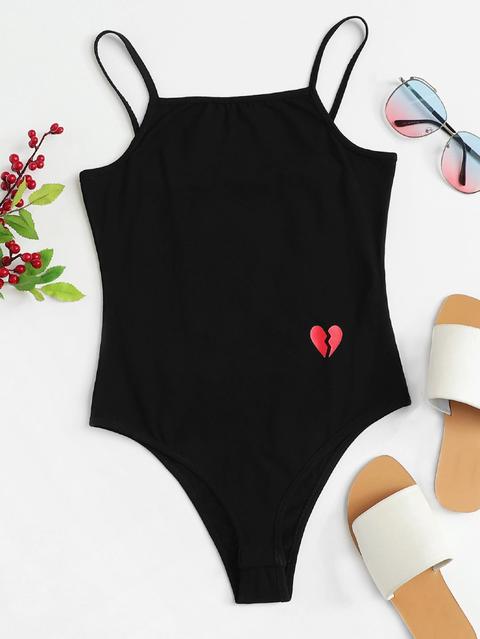 Body De Tirante Con Estampado De Corazón