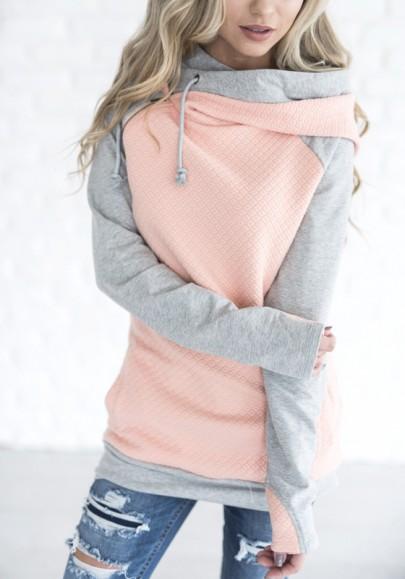 La Camiseta Impresión Con Capucha Manga Larga Jersey Casuales Rosa