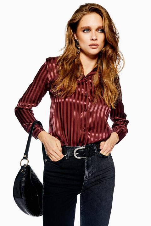Womens Stripe Shirt - Wine, Wine
