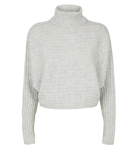 Pale Grey Roll Neck Crop Jumper New Look