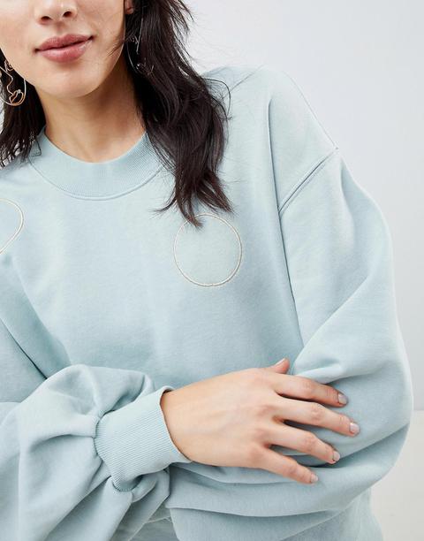 Selected Femme - Felpa Con Ricamo Metallico - Verde