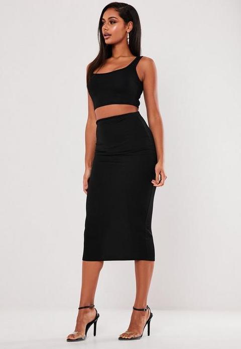 Black midi skirt clearance missguided