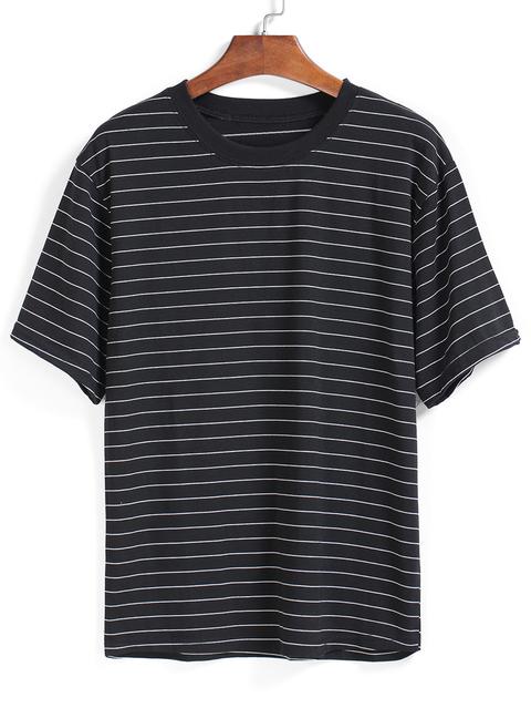 Striped Loose Black T-shirt