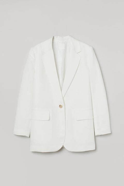 Blazer Oversize En Lin Mélangé - Blanc