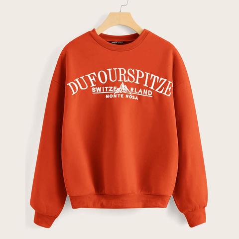 Drop Shoulder Embroidered Letter Pullover