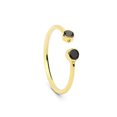 2 Stone Ring Black Onyx - 12