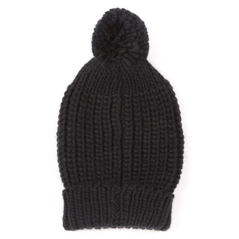 Gorro Negro Grueso Con Pompón